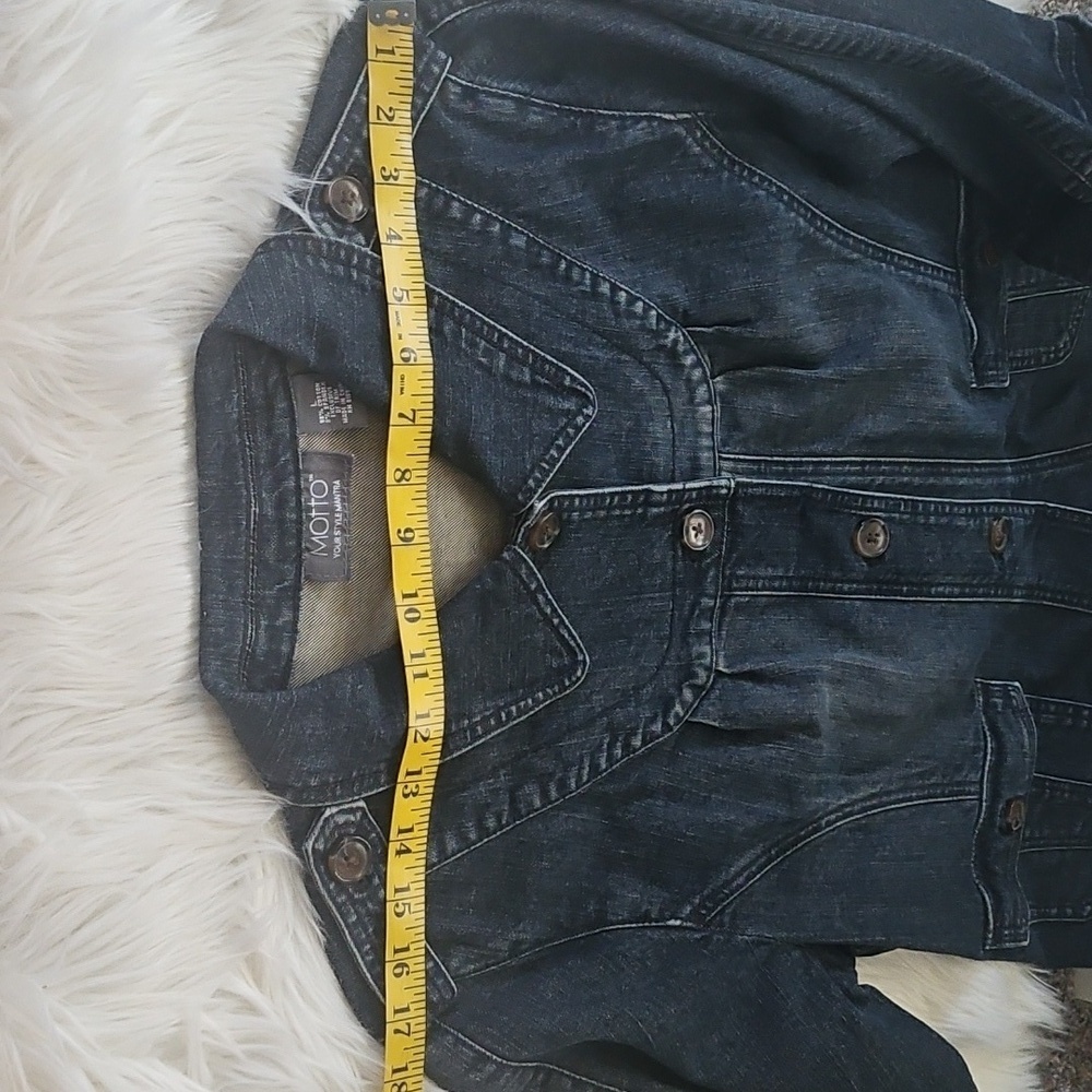MOTTO Blue Denim Jacket with Shoulder and Yoke Detail - Picture 11 of 16